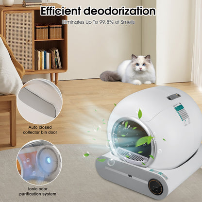 Smart Self-Cleaning Cat Litter Box with Odor Removal WiFi Control