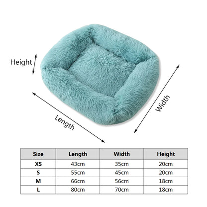 Long Plush Square Dog Bed Assorted Colors Pet Beds Super Soft Fluffy For Dogs Cats