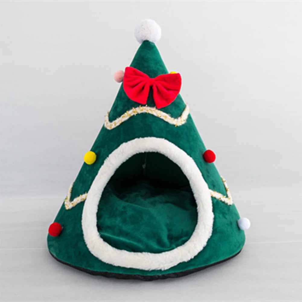 Holiday Tree Pet House - Warm, Cozy Bed for Dogs & Cats