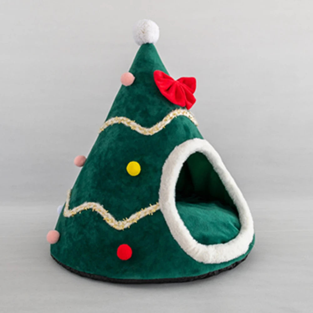 Holiday Tree Pet House - Warm, Cozy Bed for Dogs & Cats