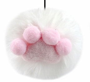 Adjustable Elastic Cat Door Teaser with Plush Ball & Bell – Soft Paw Design