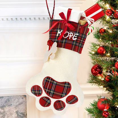 Custom Gift For Your Pets Cats Dogs - Paw Christmas Stocking With Pet Name