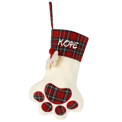 Custom Gift For Your Pets Cats Dogs - Paw Christmas Stocking With Pet Name