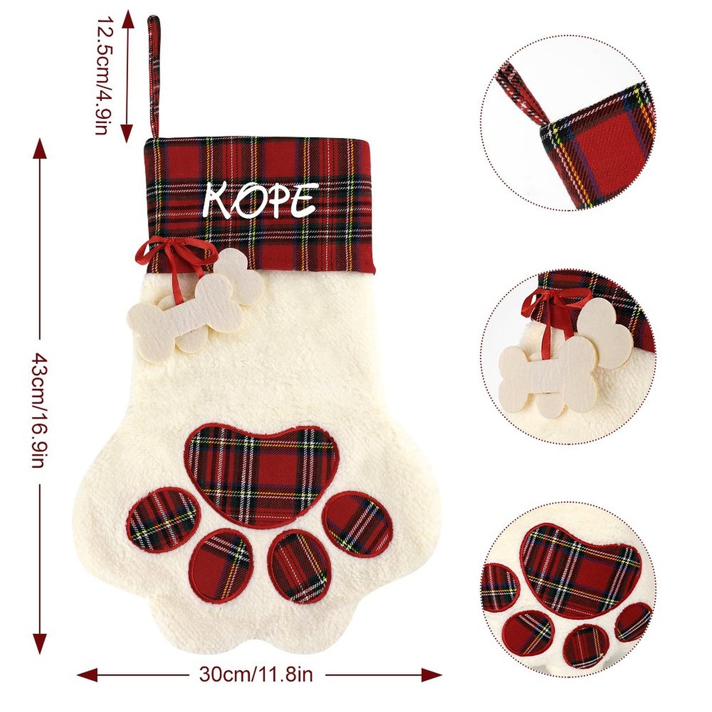 Custom Gift For Your Pets Cats Dogs - Paw Christmas Stocking With Pet Name