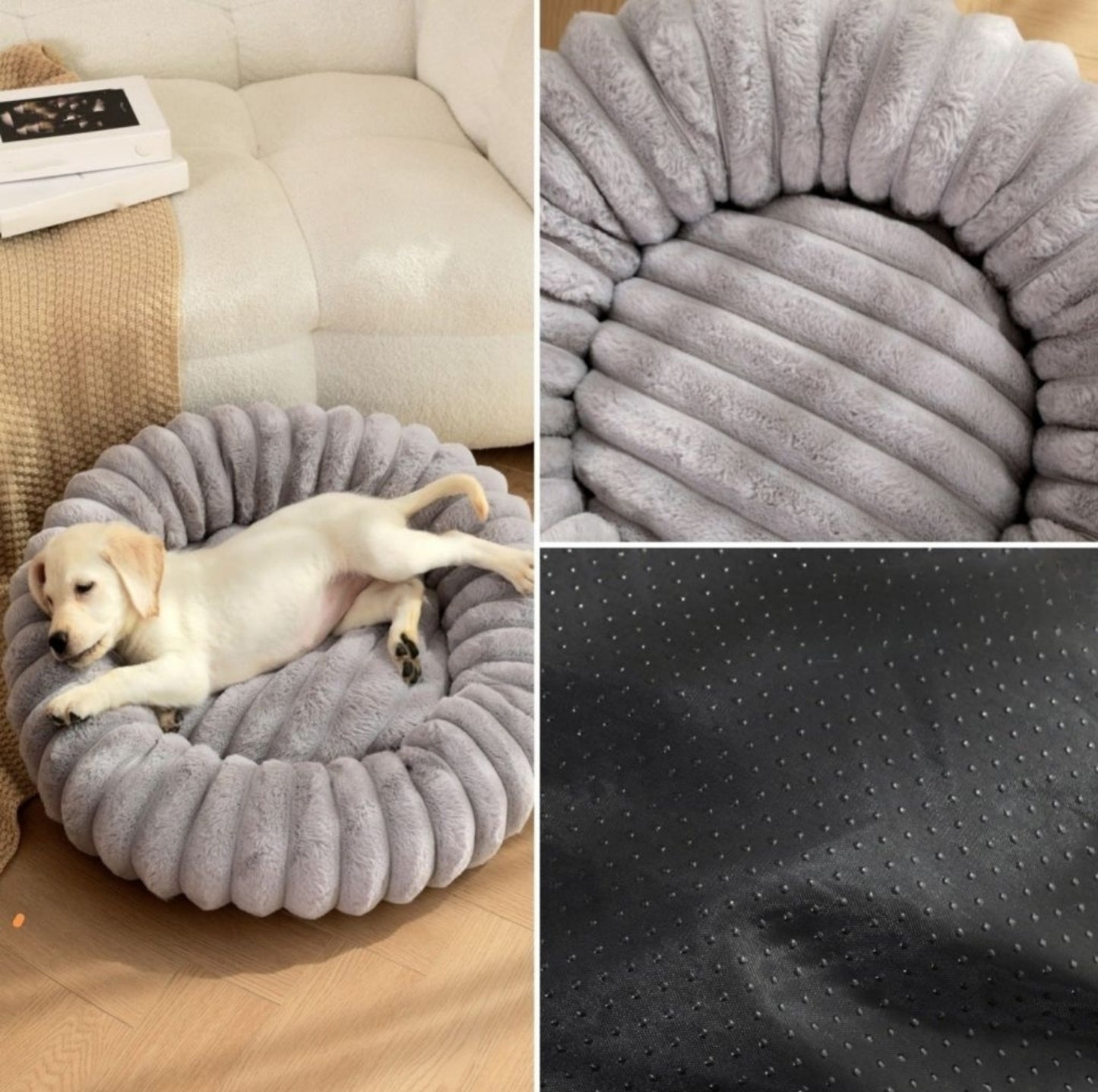 Pet bed high weight straight striped rabbit plush pet mat long hair round cat bed winter warm dog bed dog bed