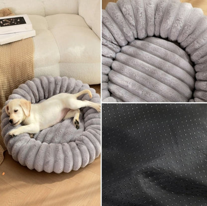 Pet bed high weight straight striped rabbit plush pet mat long hair round cat bed winter warm dog bed dog bed