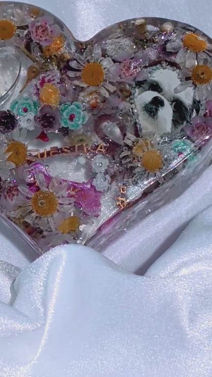 NOTE: This product is not yet available. Custom Memorial Resin Heart – 4" Handmade Tribute to Your Beloved Pet